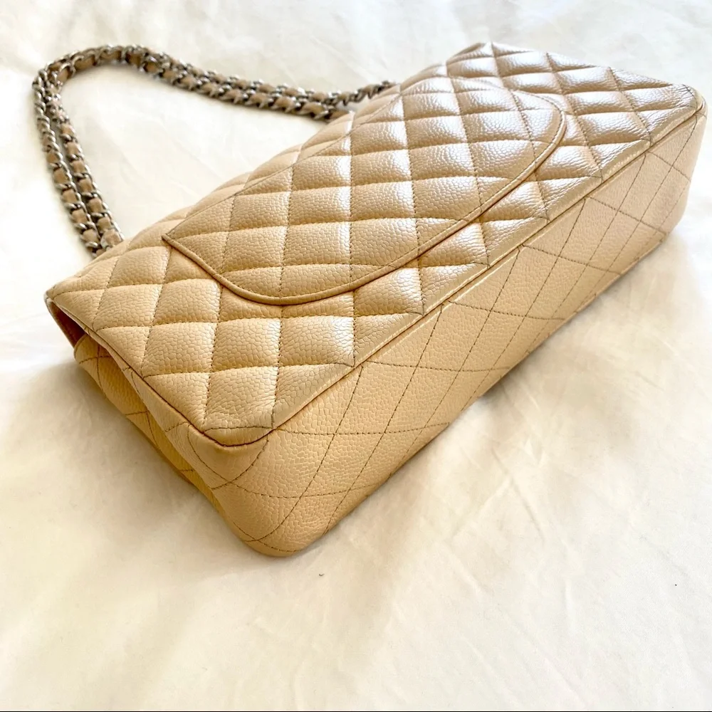 Chanel Beige Classic Medium Double Flap Bag